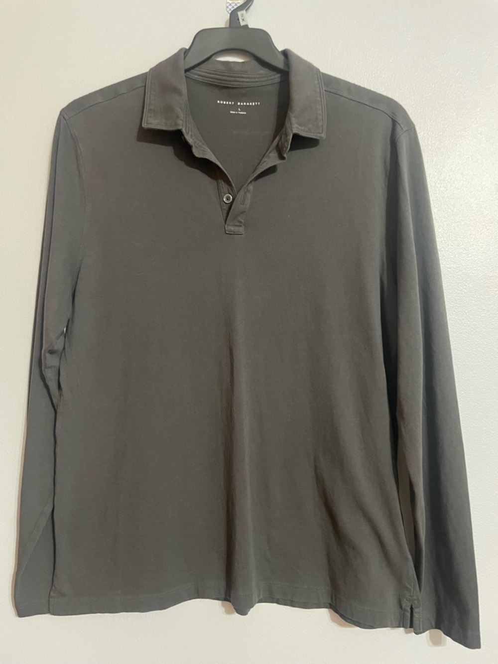 Robert Barakett Long-Sleeve Polo in Charcoal Gray